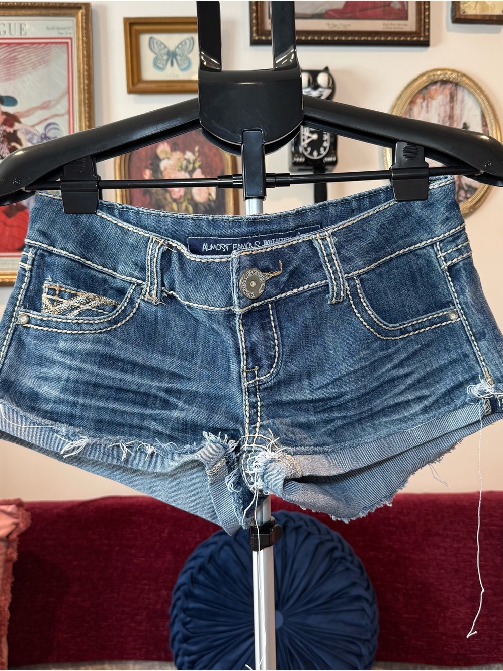 Almost Famous Blue Distressed Denim Cutoff Shorts